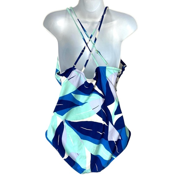 La Blanca Palm Reader Surplice One Piece Swimsuit Size 16 Neumann Marcus - Picture 3 of 8